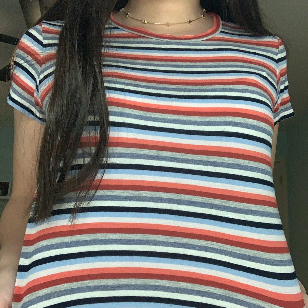 Striped slightly cropped shirt